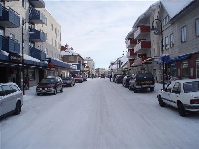 A street in central Gällivare, Sweden