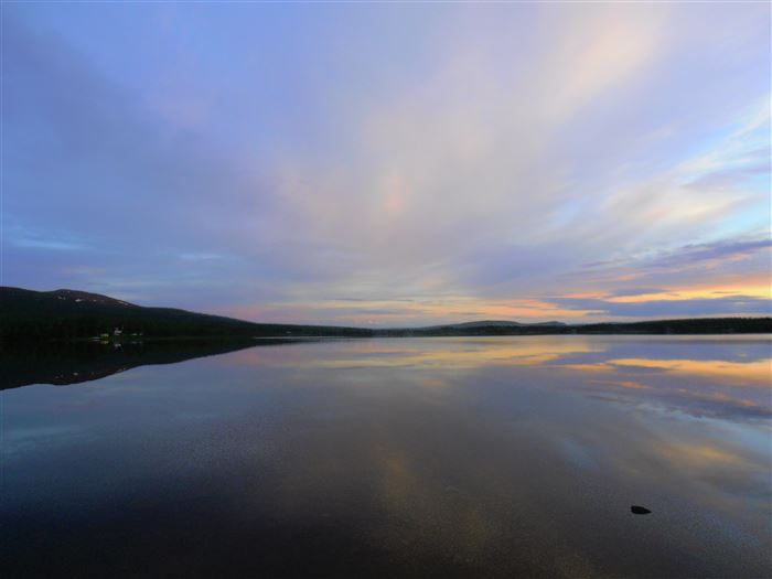 Sunset over Vassara Lake near Gällivare